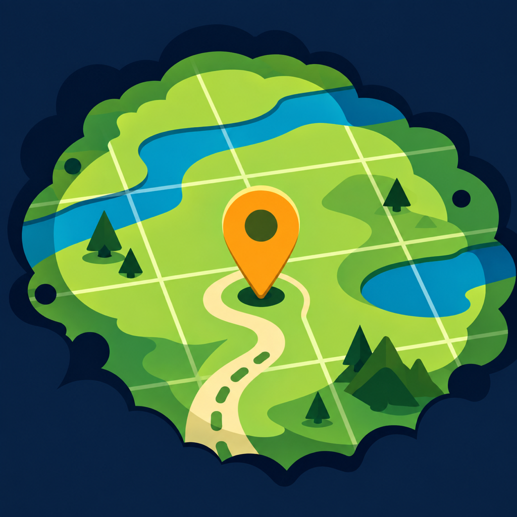 Map Explorer app icon showing a map, route, and location pin